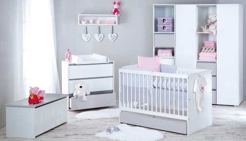 Klupś komoda Dalia Grey 89x80x74 + przewijakiem Białym