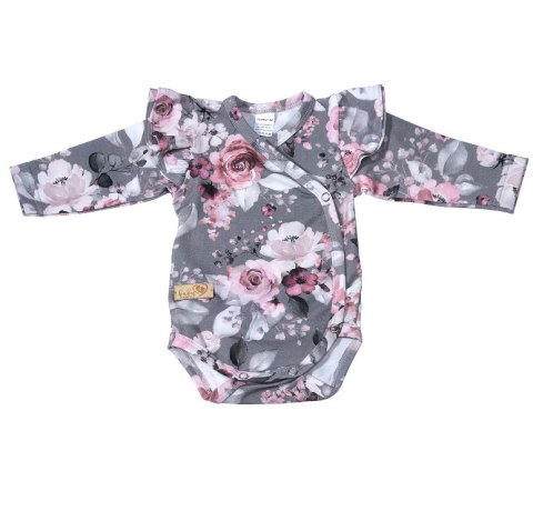 BABY 01354 Body niemowlęce dł rękaw Grey Rose 56/62