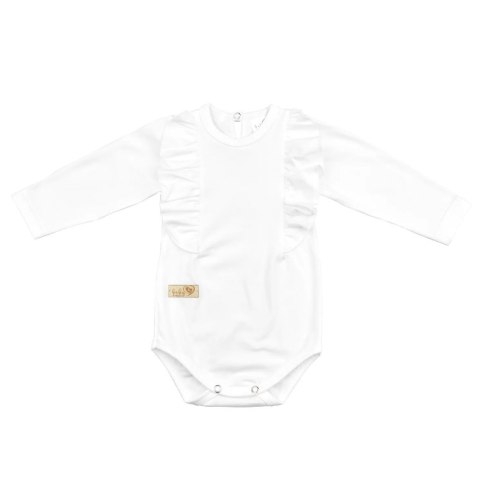 BABY 01377 Body niemowlęce dł rękaw Falbanka Ecru 56/62