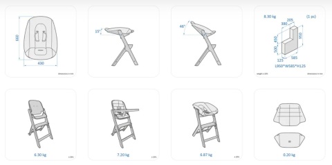 NESTA Maxi Cosi wysokie krzesło na całe życie - White