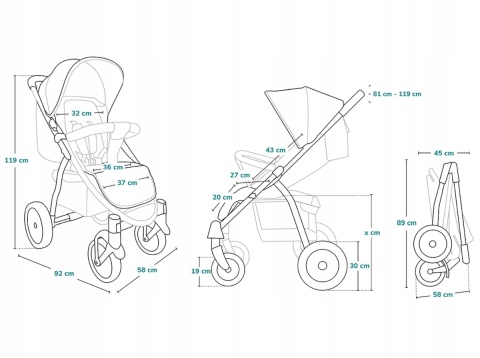 Annet Tour Lionelo do 22kg wózek spacerowy, duże gumowe koła - Lovin