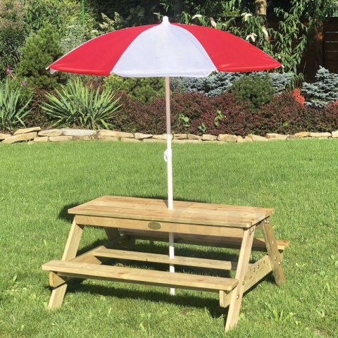 CLASSIC WORLD EDU Drewniany Stolik Piknikowy z Parasolem