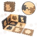 Mata edukacyjna piankowa puzzle brązowa 85 x 85 cm 9 elementów
