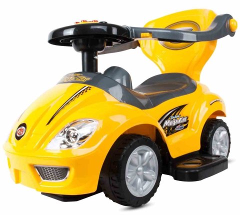 Jeździk pchacz chodzik dla dziecka Mega car z popychaczem 24m+ żółty