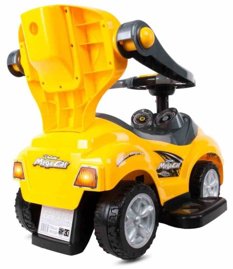 Jeździk pchacz chodzik dla dziecka Mega car z popychaczem 24m+ żółty