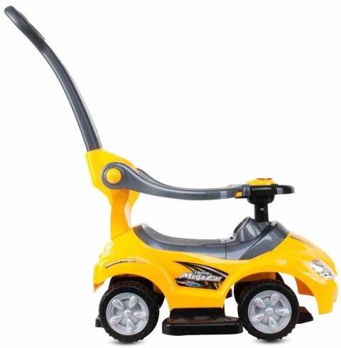 Jeździk pchacz chodzik dla dziecka Mega car z popychaczem 24m+ żółty