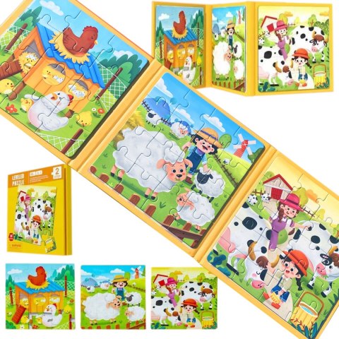 MAGNETYCZNE PUZZLE ZWIERZĄTKA KSIĄŻECZKA FARMA JHTOY-269