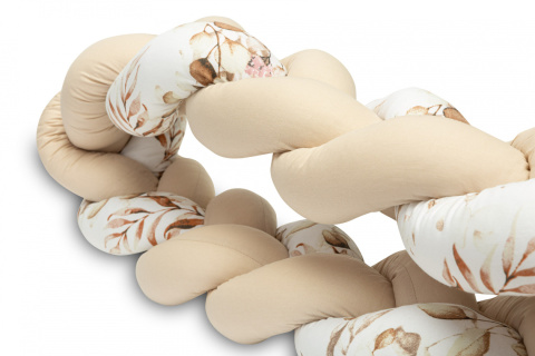 Sensillo Warkocz ochraniacze do łóżeczka 210cm - BEŻOWY ROŚLINY