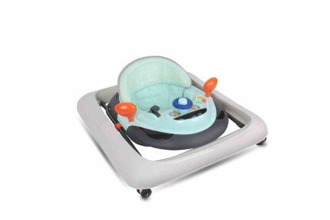 Chodzik dla dziecka ze stoperami i kierownicą - turkusowo szary