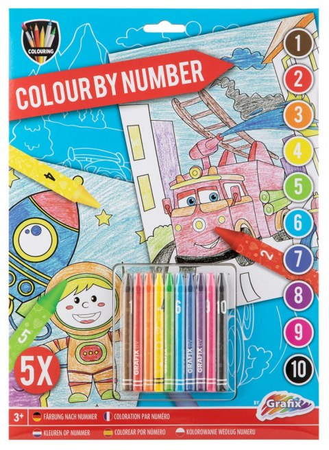 Koloruj po numerkach A4 z kredkami