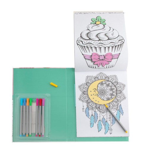 Kreatywne kolorowanie 48 wzorów + 8 finelinery