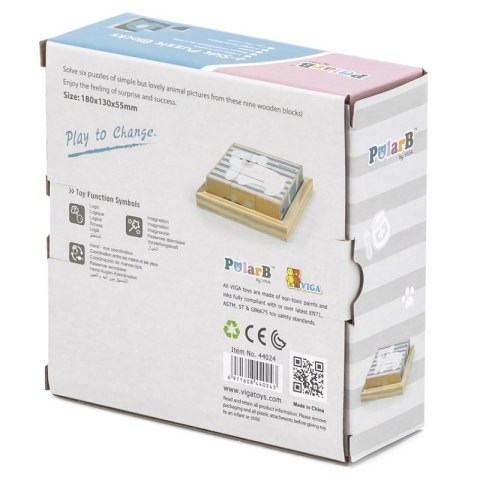 Drewniana Układanka Obrazkowa 6-Stronna Zwierzątka VIGA PolarB