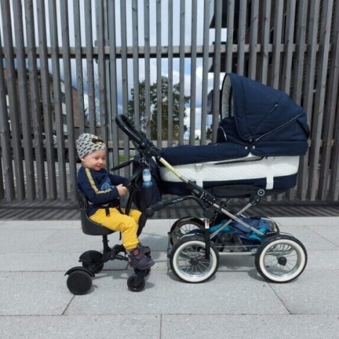 SIDE RIDER Dostawka boczna z siedziskiem mocowana do wózka + poduszka / wkładka Czarna