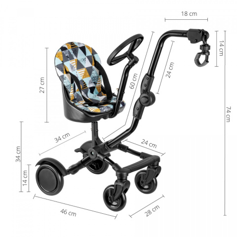 SIDE RIDER Dostawka boczna z siedziskiem mocowana do wózka + poduszka / wkładka Niedźwiadki