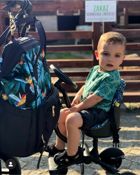 SIDE RIDER Dostawka boczna z siedziskiem mocowana do wózka + poduszka / wkładka Tropikalne Liście