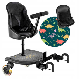 X RIDER Dostawka z siedziskiem mocowana do wózka, max 25 kg + poduszka / wkładka Dinozaury
