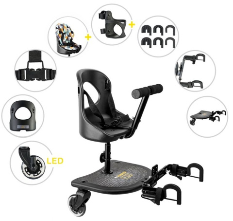 X RIDER Dostawka z siedziskiem mocowana do wózka, max 25 kg + poduszka / wkładka Jednorożec