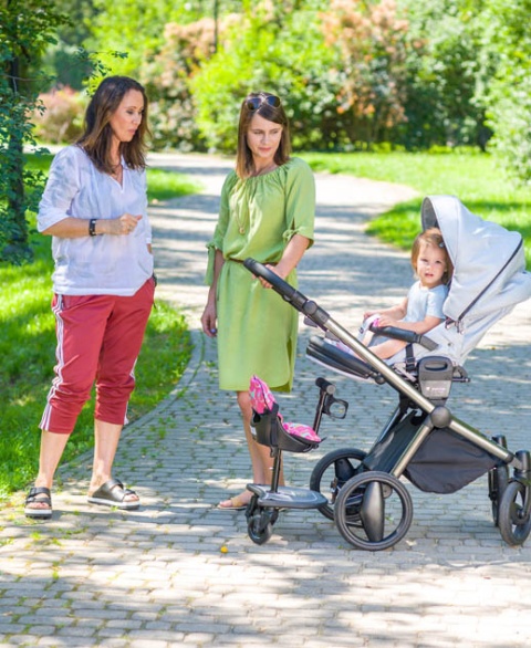 X RIDER Dostawka z siedziskiem mocowana do wózka, max 25 kg + poduszka / wkładka Tropikalne Liście