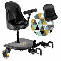 X RIDER Dostawka z siedziskiem mocowana do wózka, max 25 kg + poduszka / wkładka Trójkąty