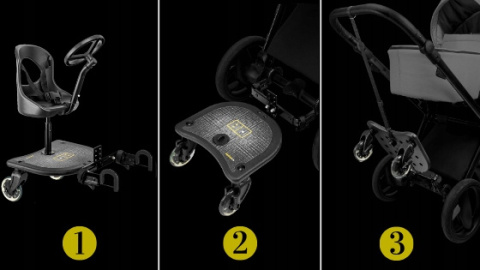 X RIDER PLUS Dostawka z siedziskiem mocowana do wózka, max 25 kg + poduszka / wkładka Tęcza