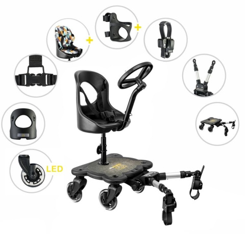 COZY 4 RIDER Dostawka z siedziskiem mocowana do wózka, max 25 kg + poduszka / wkładka Boho