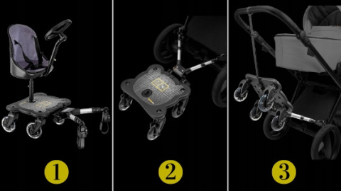 COZY 4 RIDER Dostawka z siedziskiem mocowana do wózka, max 25 kg + poduszka / wkładka Boho