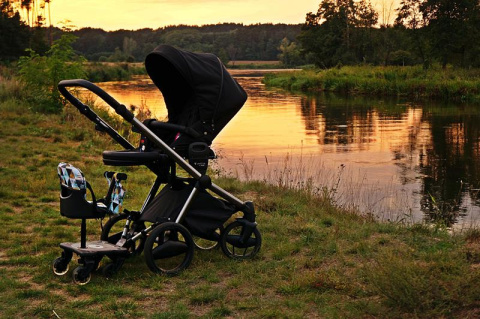 COZY 4S RIDER Dostawka z siedziskiem mocowana do wózka, max 25 kg + poduszka / wkładka Czarno-Złota