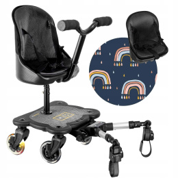 COZY 4S RIDER Dostawka z siedziskiem mocowana do wózka, max 25 kg + poduszka / wkładka Tęcza