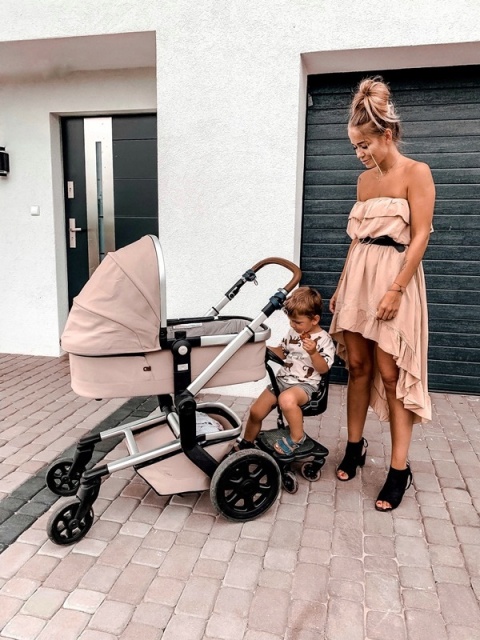 COZY 4 RIDER Dostawka z siedziskiem mocowana do wózka, max 25 kg + poduszka / wkładka Tęcza