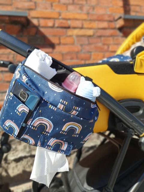 Uniwersalna torba boczna do wózka - Trójkąty Miętowe