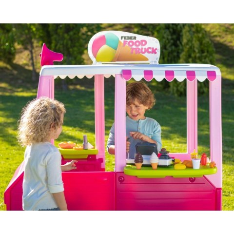 FEBER Różowy Food Truck 2w1 Kuchnia i Pojazd Artykuły Spożywcze Akcesoria kuchenne 50 el.