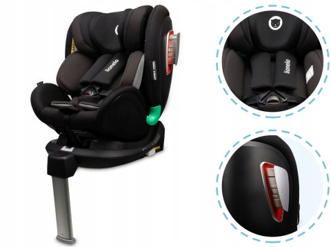 ANTOON PLUS RWF Lionelo 4* ADAC obrotowy fotelik samochodowy 360° i-Size Isofix 0-18 kg - Black Onyx