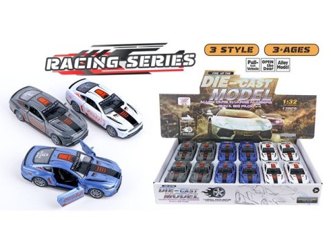 Auto sportowe metal 12,5 cm 12 szt/disp