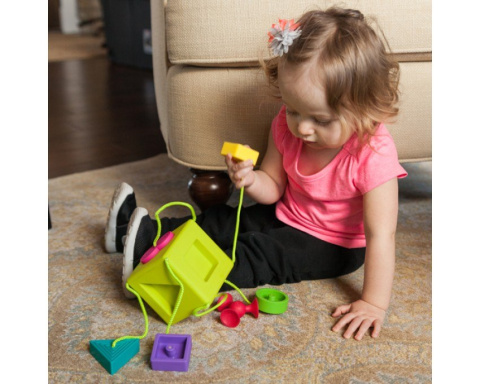 Sorter kostka sensoryczna Oombee Cube dopasuj kształty 6 miesięcy + Fat Brain Toy Qelements