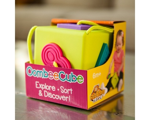 Sorter kostka sensoryczna Oombee Cube dopasuj kształty 6 miesięcy + Fat Brain Toy Qelements