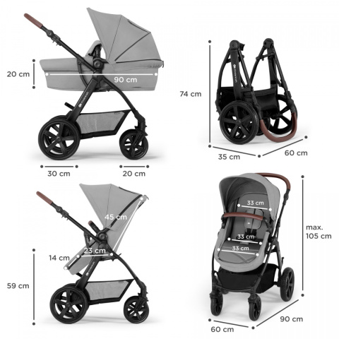 MOOV CT do 22 kg 3w1 KinderKraft wózek wielofunkcyjny z fotelikiem Mink - Grey