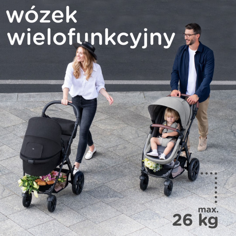 MOOV CT do 22 kg 3w1 KinderKraft wózek wielofunkcyjny z fotelikiem Mink - Grey