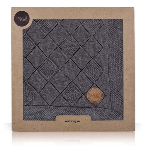 CEBA 812-118-268 Kocyk dziany 90x90 w opakowaniu prezentowym Ryż grafitowy* GRATIS składana mata do przewijania 60x40 Rowanberry