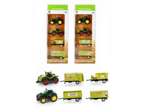 Cztery metalowe pojazdy rolnicze