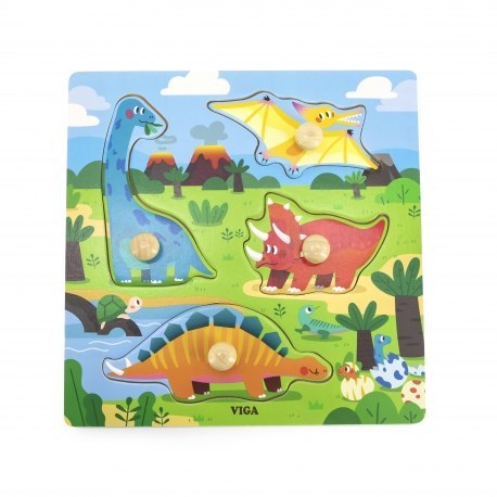 Viga 445960 Drewniane puzzle Zwierzęta Dinozaury