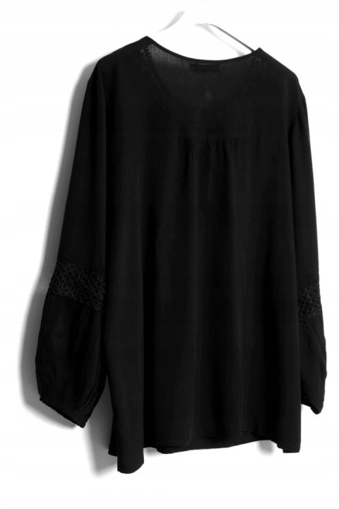 BLUZKA hafty BOHO zwiewna CZARNA 48/50/52