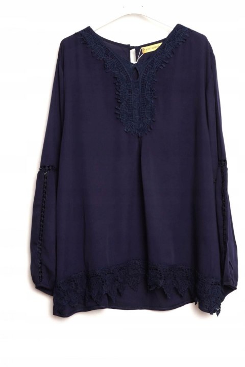 BLUZKA zwiewna granatowa HAFTY r 50/52