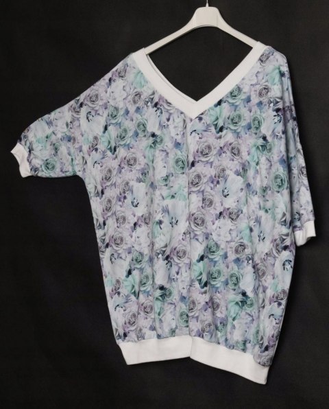 ITALY oversize BLUZKA tunika KWIATY 44/46/48/50/52