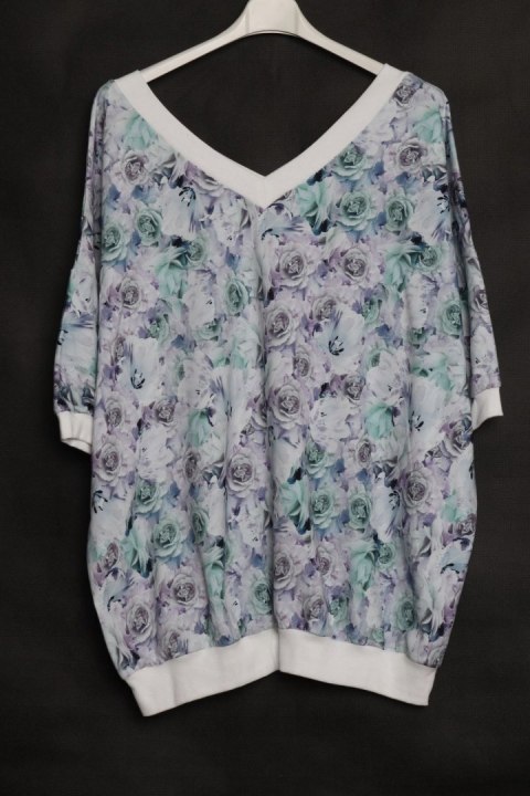 ITALY oversize BLUZKA tunika KWIATY 44/46/48/50/52