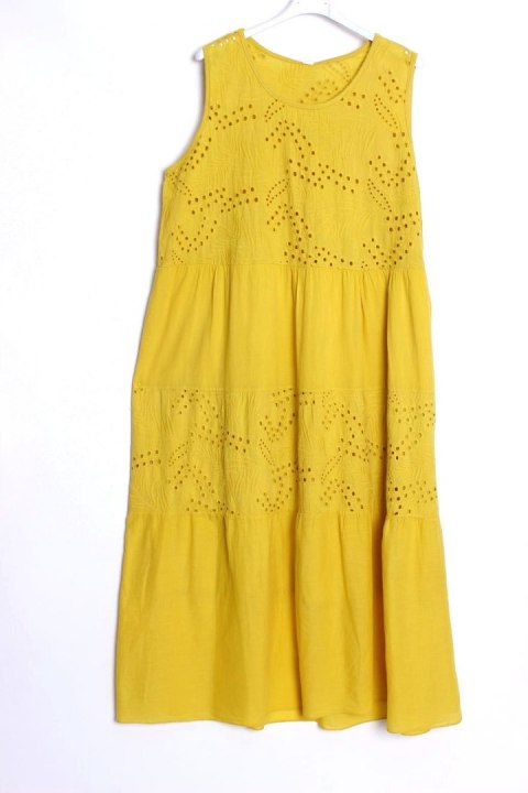 ITALY sukienka FALBANA miodowa LONG r 44/46