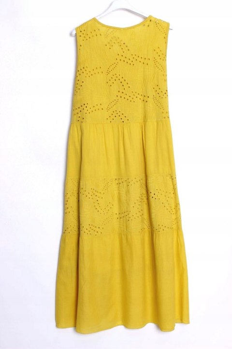 ITALY sukienka FALBANA miodowa LONG r 44/46