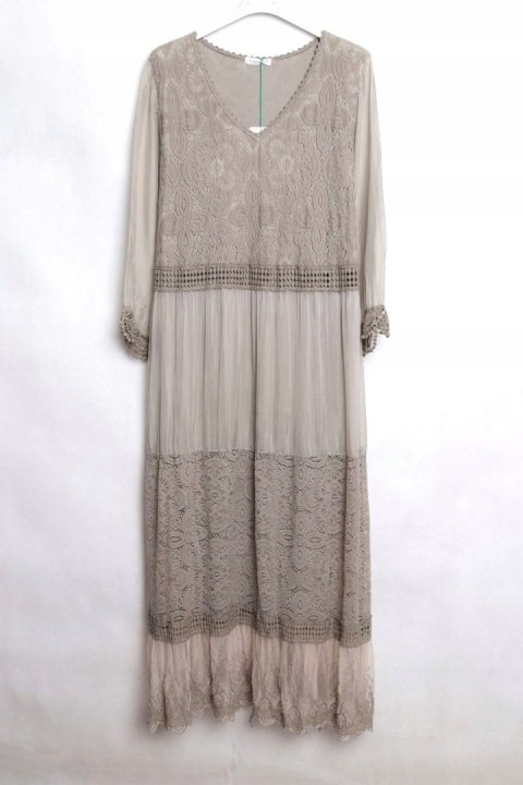 ITALY sukienka OVERSIZE falbana JEDWAB 44/46/48