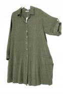 ITALY sukienka OVERSIZE khaki KOSZULOWA 44/46/48