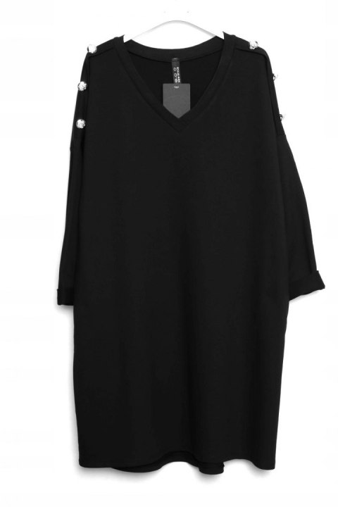 ITALY tunika JERSEY czarna OVERSIZE 44/46