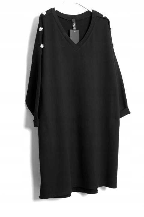 ITALY tunika JERSEY czarna OVERSIZE 44/46